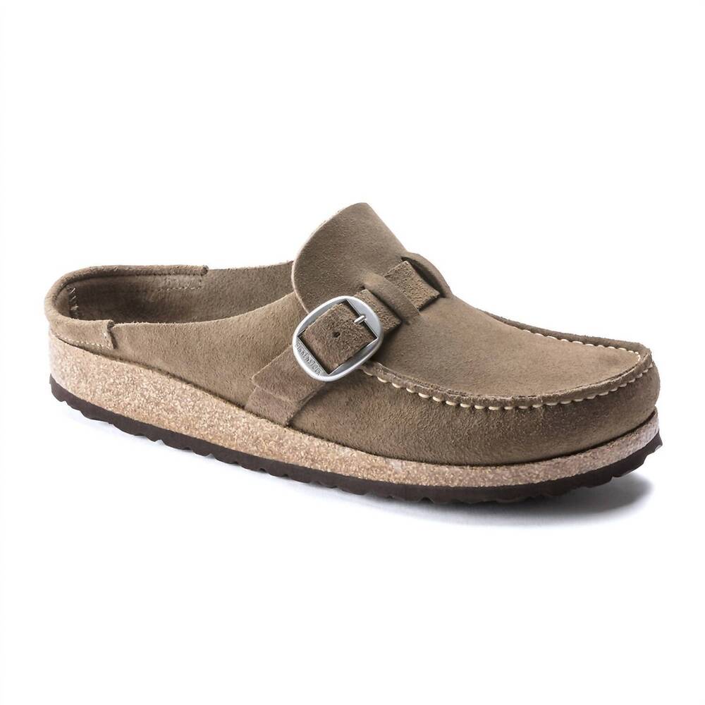 Birkenstock Taupe Suede Buckle Mule